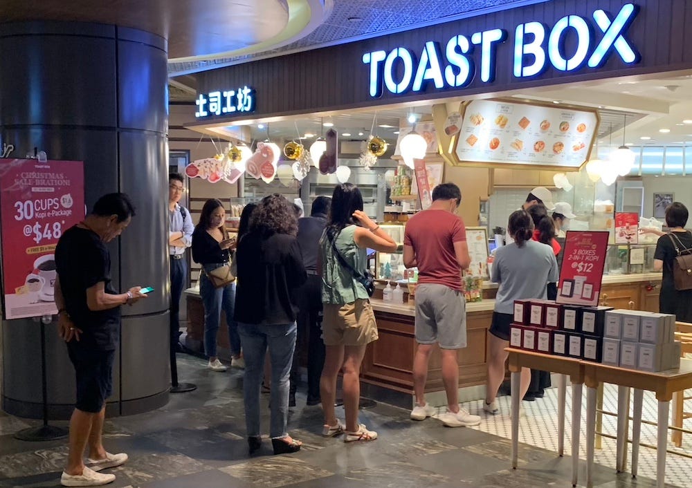 Queue at a Toast Box in Singapore