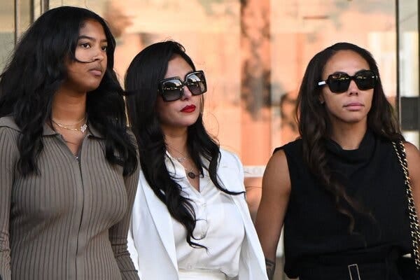 Vanessa Bryant, center, leaving the courthouse in Los Angeles on Wednesday.