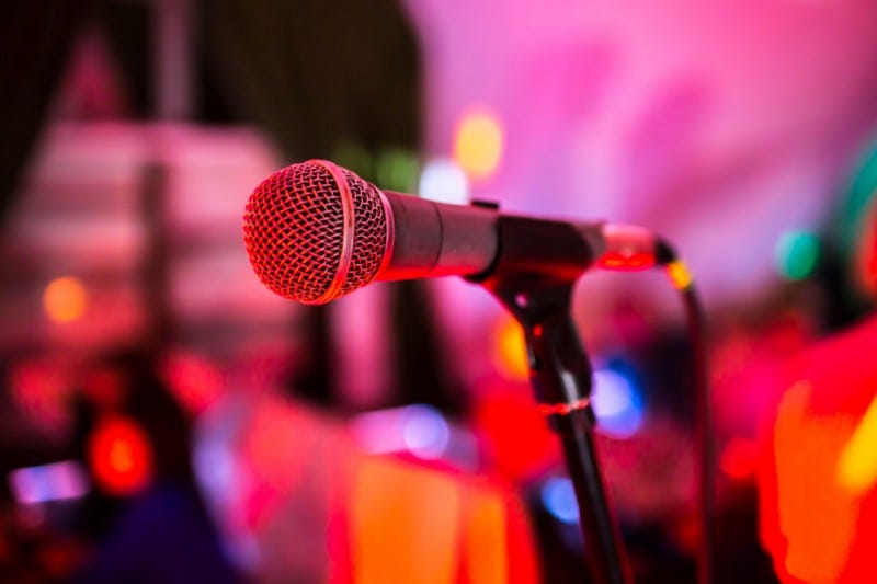 Microphone in front of audience.