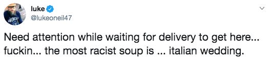Screenshot of a funny tweet about soup