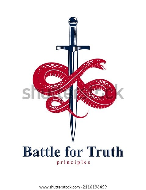 Serpent et Dagger, Serpent enveloppe autour d'un tatouage vintage d'épée vintage, dieu romain Mercure, chance et tricherie, logo allégorique ou emblème de symbole ancien.