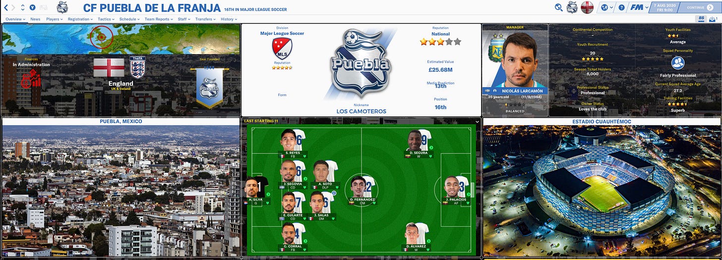 Club Puebla Info Screen Football Manager