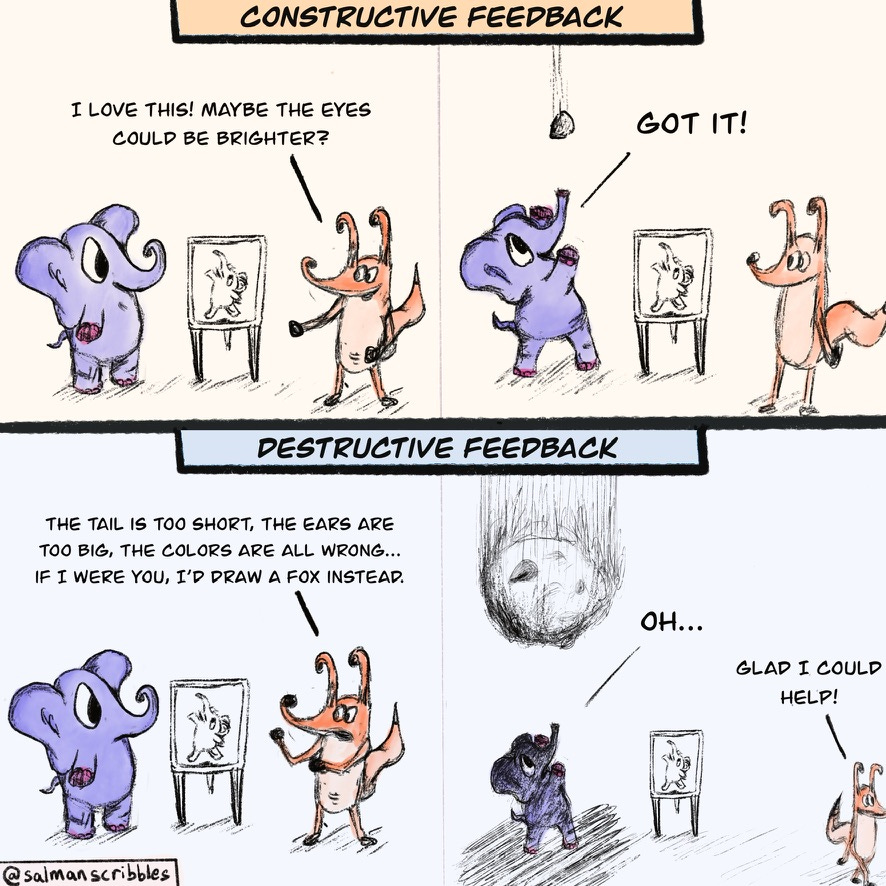 Comic: Constructive vs Destructive Feedback