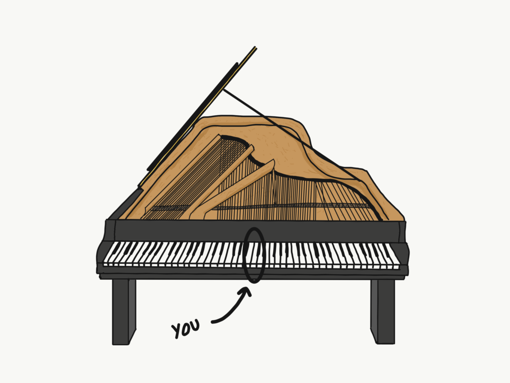 Drawing of piano