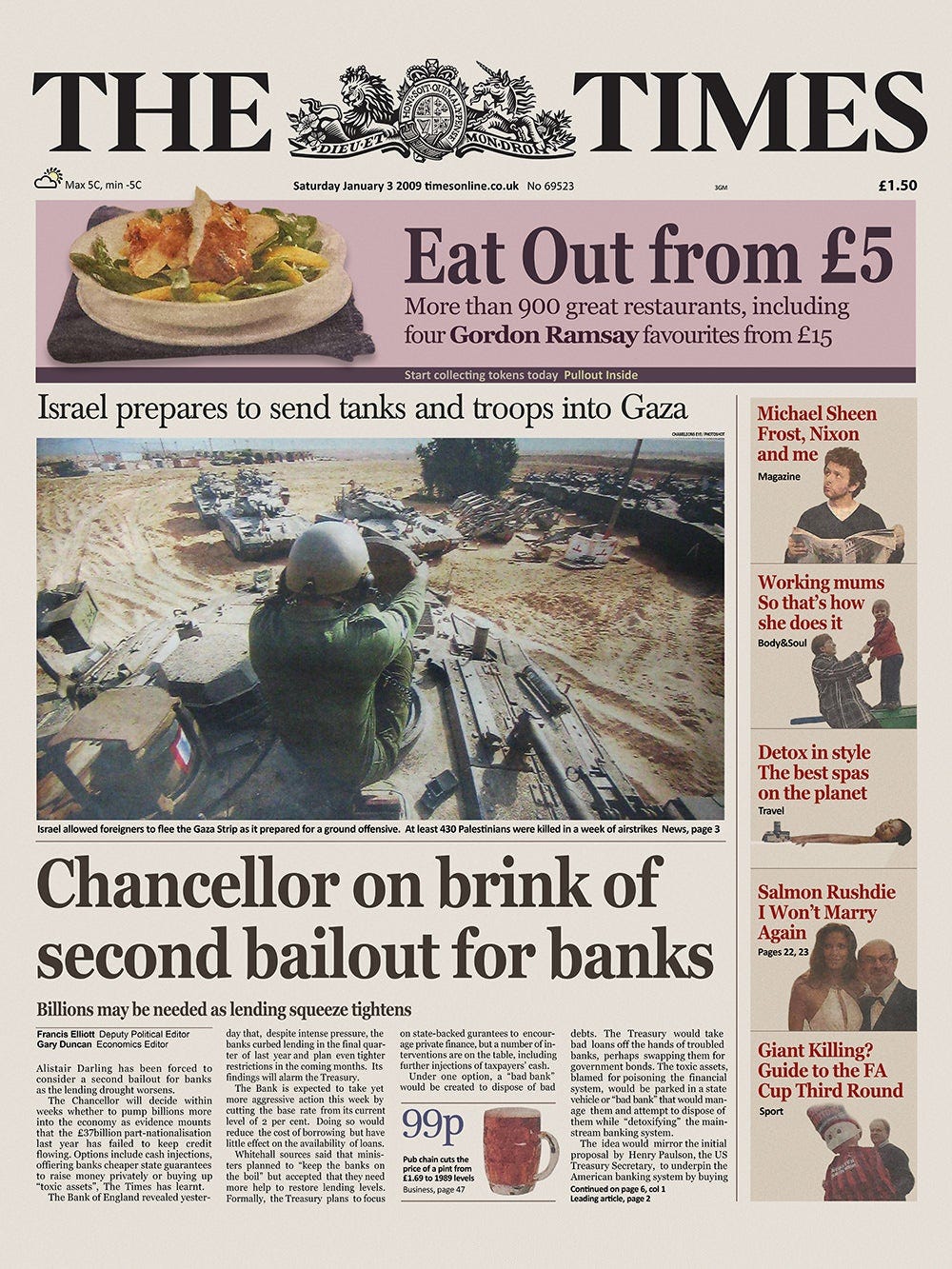 The Times 03/ Jan/2009 Chancellor on brink of second bailout ...