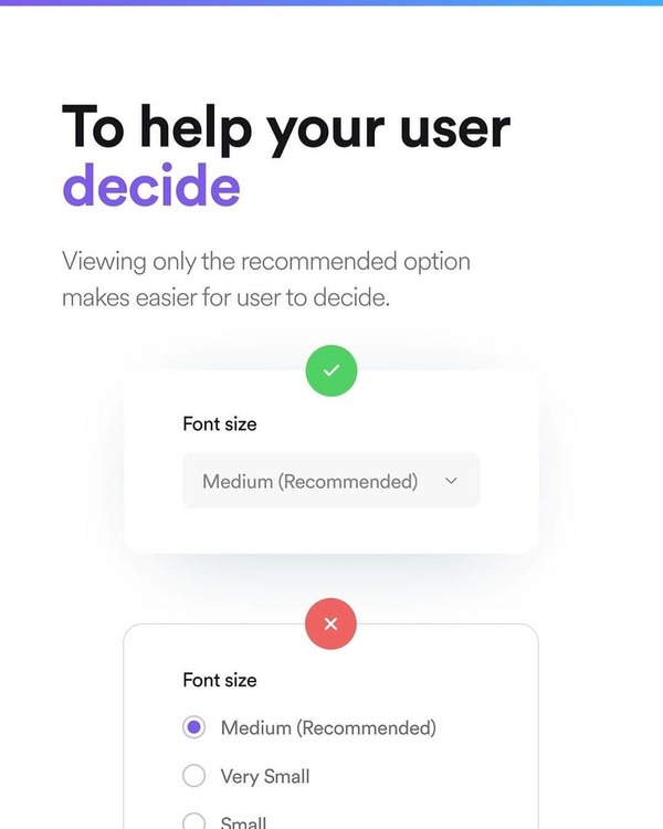 2️⃣ Pour aider votre utilisateur à décider plus facilement