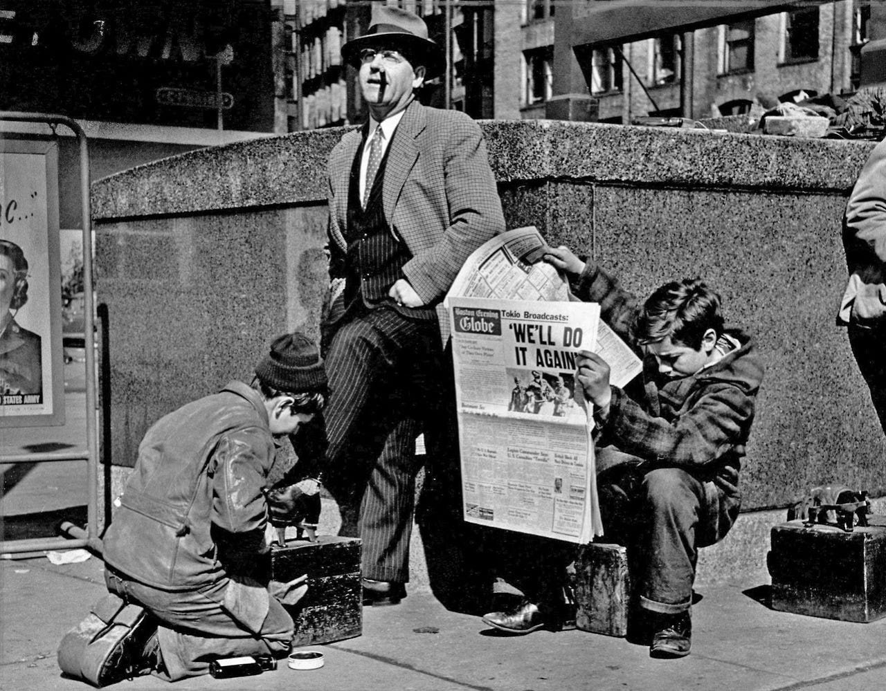 Shoeshine boys in Boston (1943) : TheWayWeWere