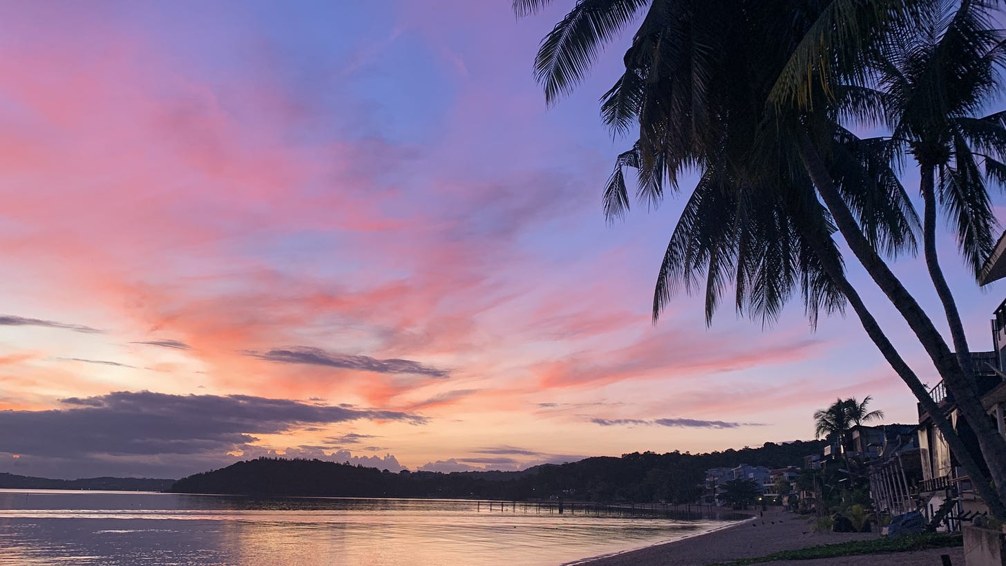 A colourful sunrise over the beach at Fisherman's Village, Koh Samui.