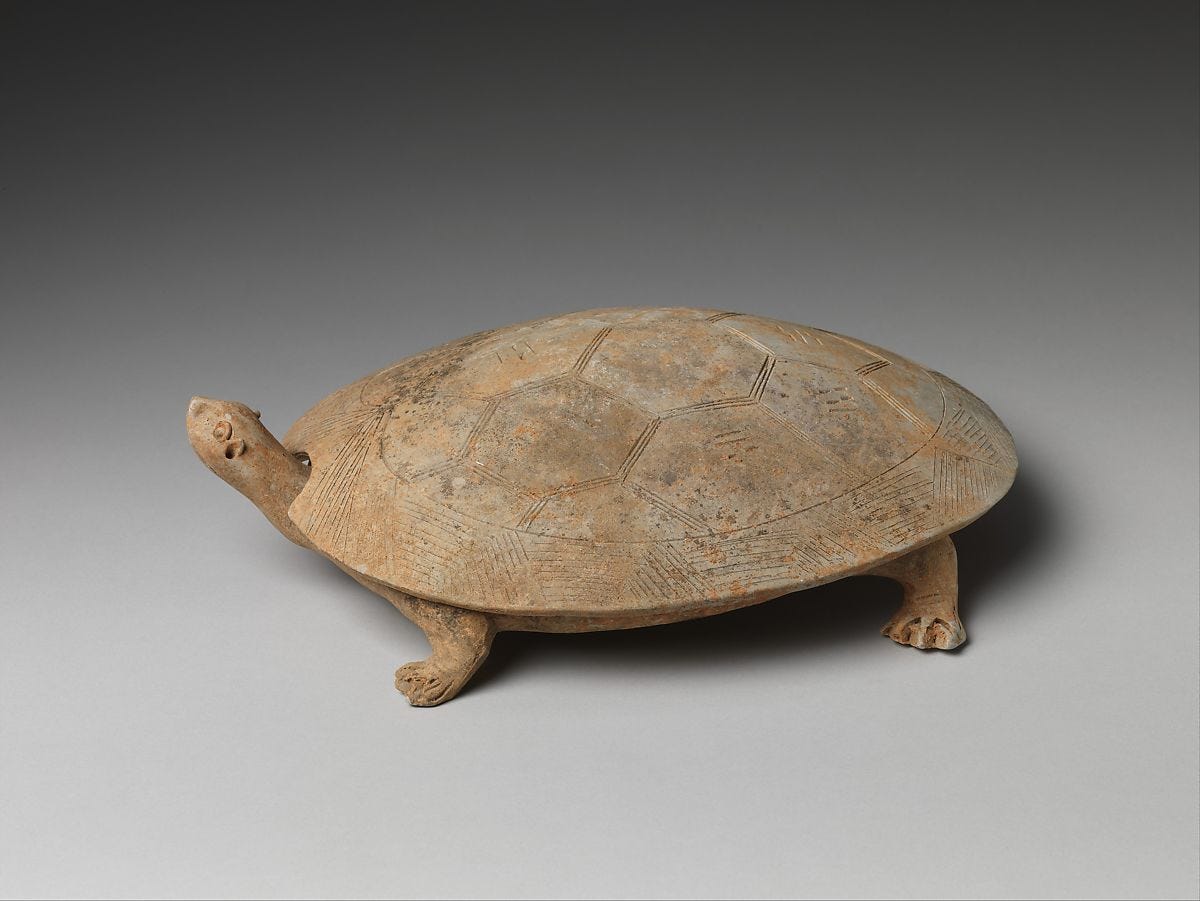 "Inkstone" and Cover in the Shape of a Turtle, Earthenware, China 