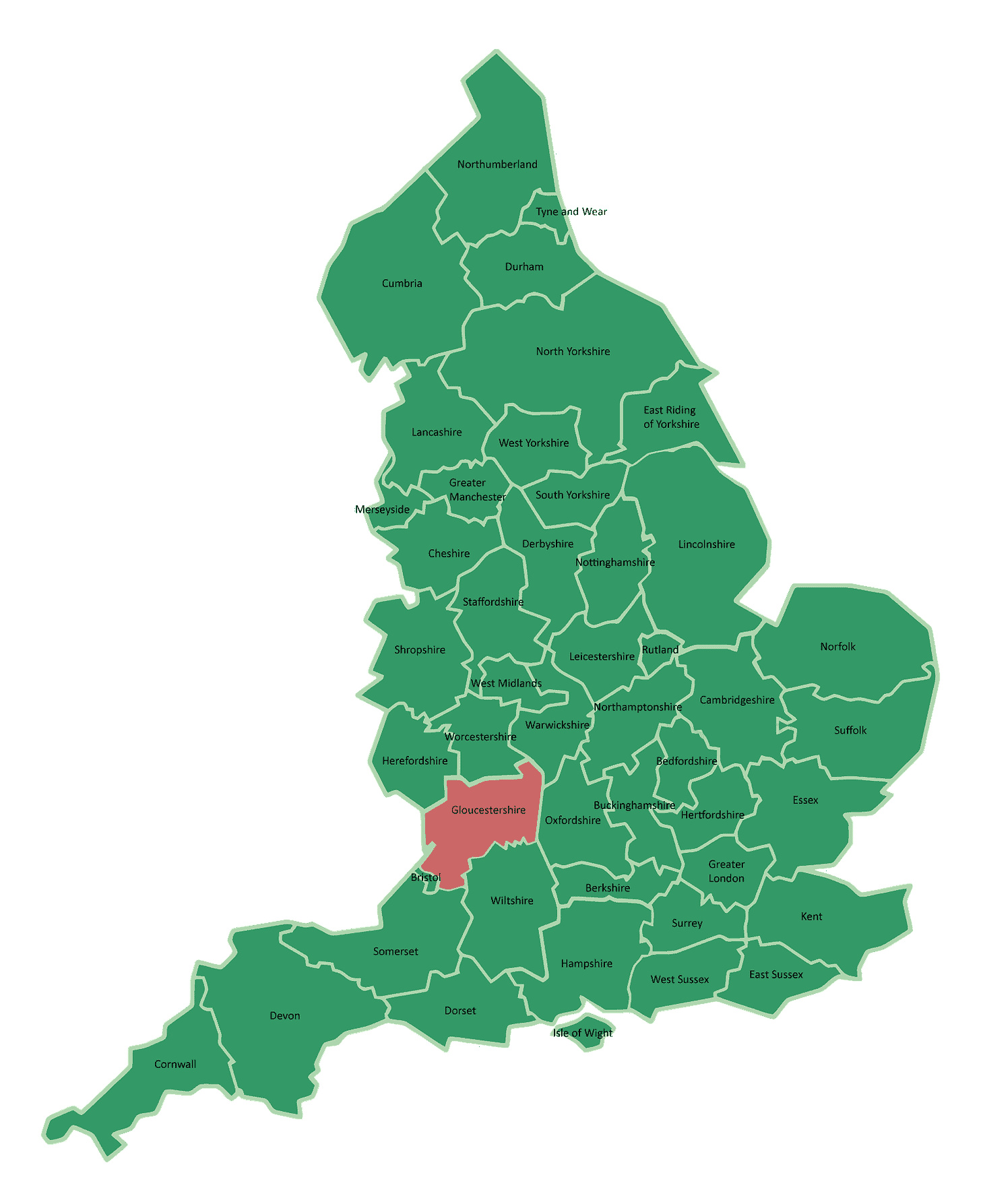 Map Of Gloucestershire - County In South West England