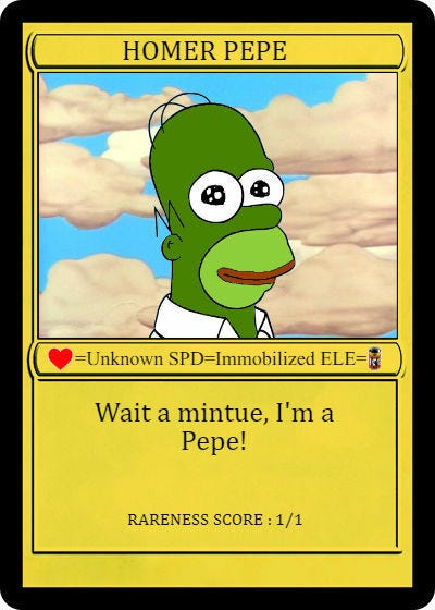 Frightening Pepe/Homer Simpson trading card sells for a ridiculous amount