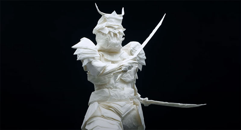 origami samurai by juho konkkola 8 This Origami Samurai was Folded from a Single Sheet of 95 x 95 cm Wenzhou Rice Paper
