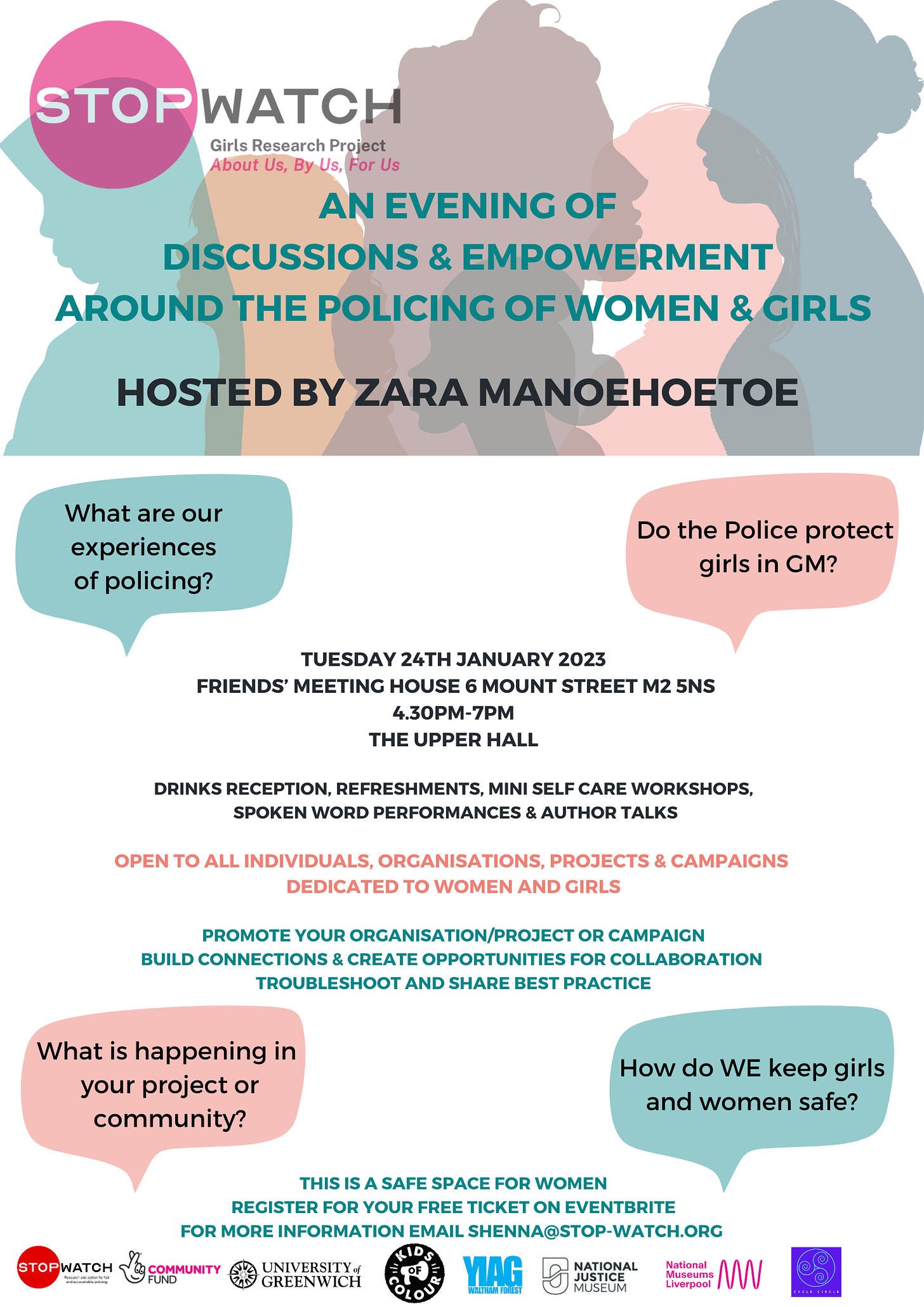 A StopWatch girls and women's project networking event, to take place in Manchester in January 2023