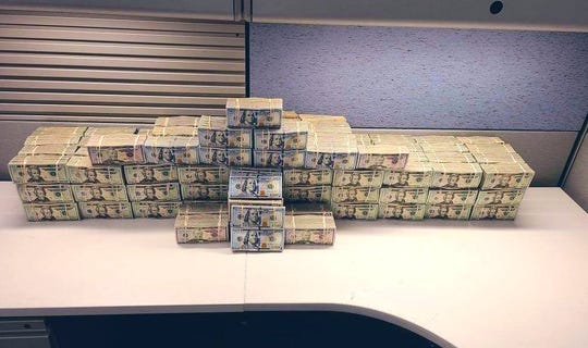 Los Angeles police and drug agents seize more than a million dollars during a recent bust. (Courtesy of DEA Los Angeles)