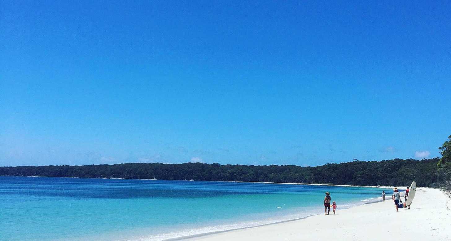 Photo of a white sand beach and crystal blue waters of Boodooree National Park