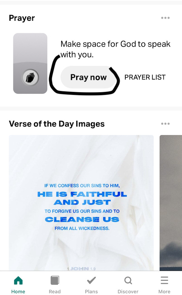 screenshot of YouVersion bible app