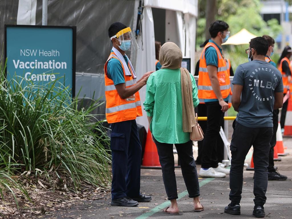 The Sydney Olympic Park vaccination centre. Picture: Damian Shaw/NCA NewsWire