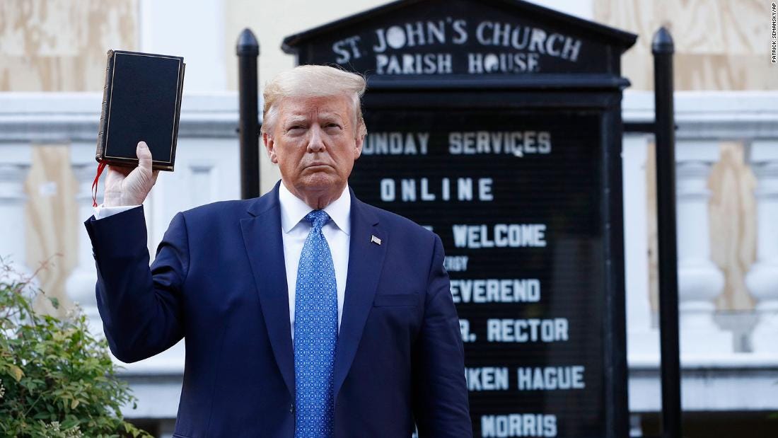 Trump risks backlash from evangelicals with "tone-deaf" Bible photo-op |  CNN Politics