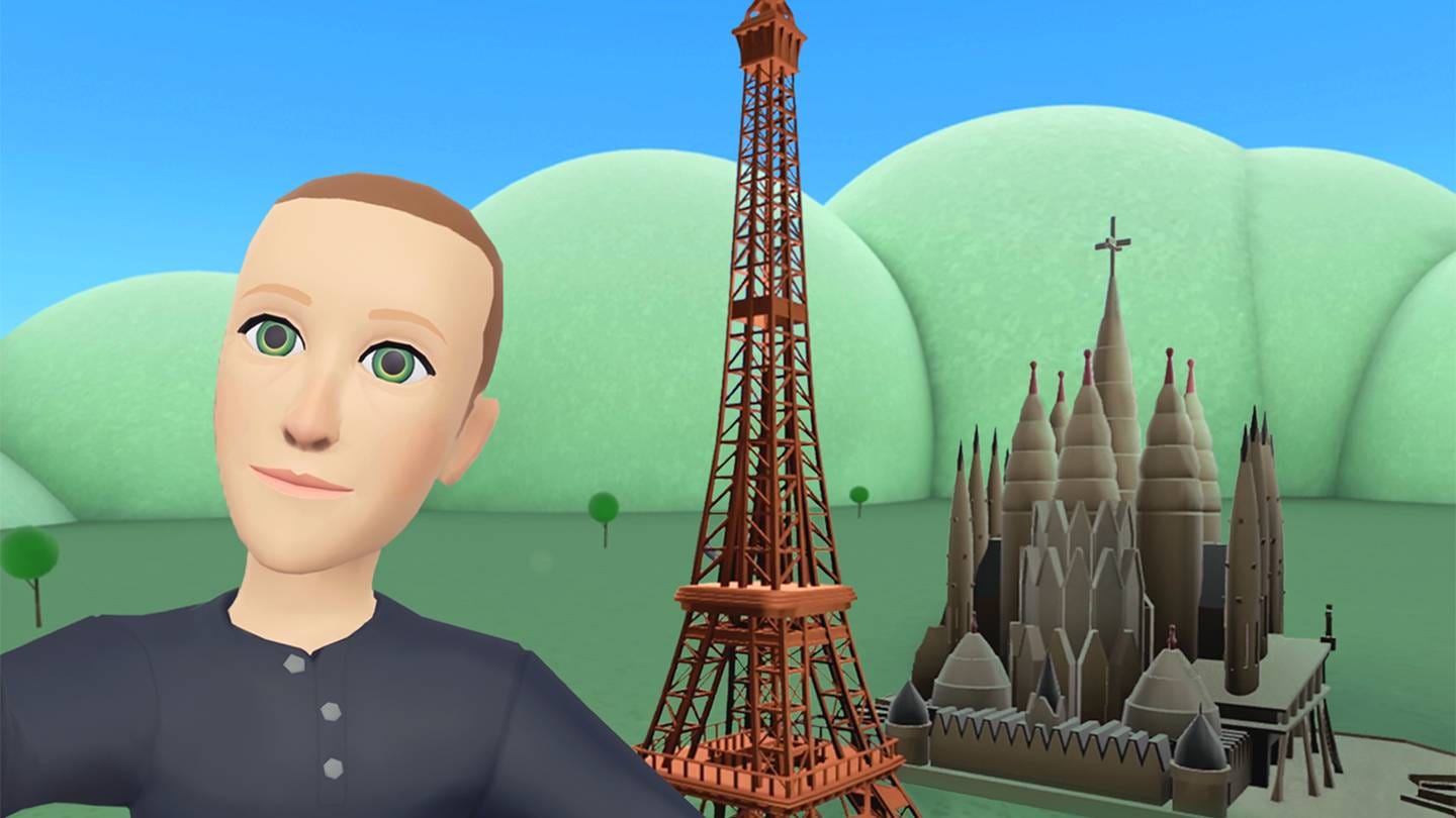 Mark Zuckerberg metaverse avatar next to the Eifel tower