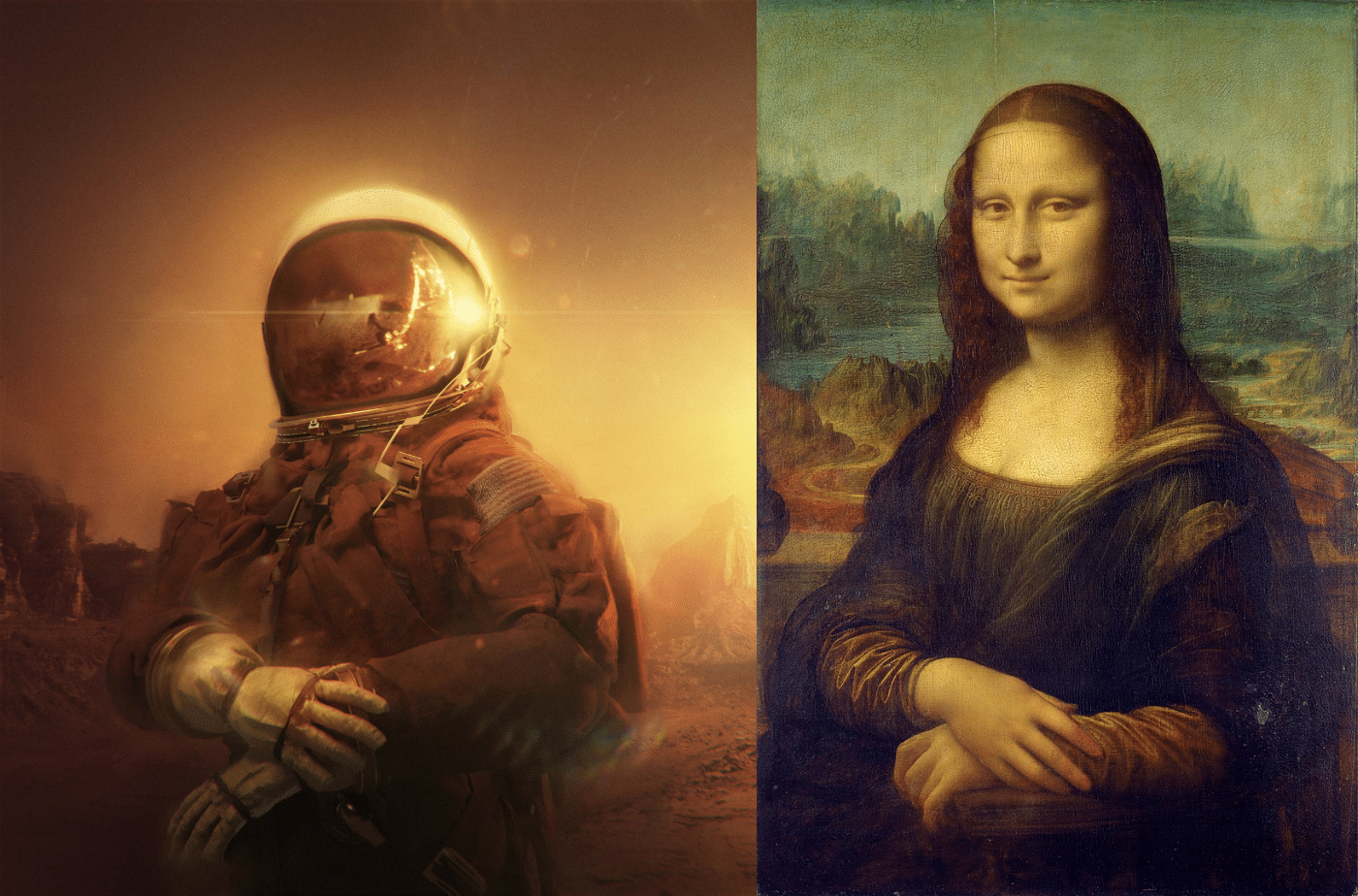 “The Astronaut” by Elia Pellegrini & "Gioconda" by Leonardo da Vinci