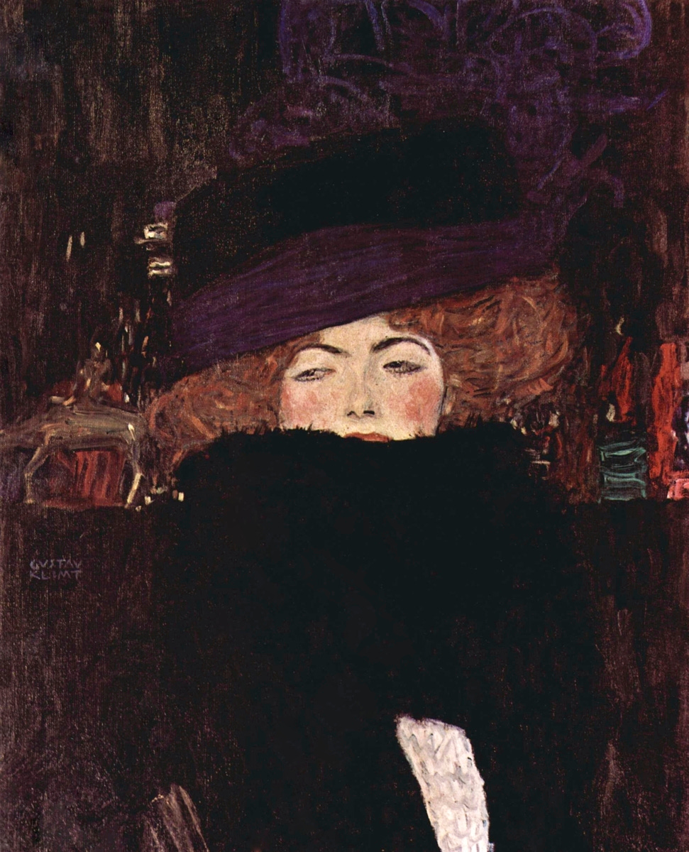 Dame mit Hut und Federboa (1909) by Gustav Klimt