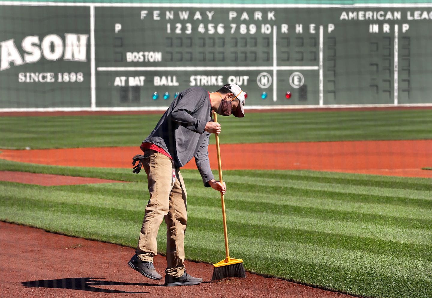 Preparations were made for Opening Day at Fenway Park on Tuesday as workers were busy sprucing up the park and making it safe for spectators.