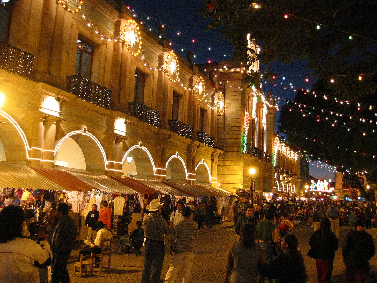 Oaxaca at night during Christmas