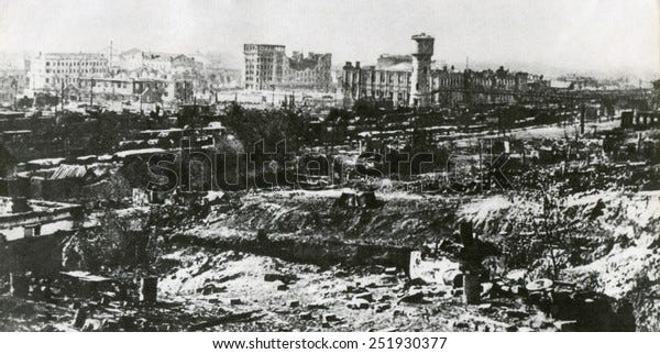 Stalingrad after the first months of the German attack, Nov. 1942 after two months of battle. Stalingrad was still defended by her citizens and workers and the Soviet (Russian) Army. World War 2.