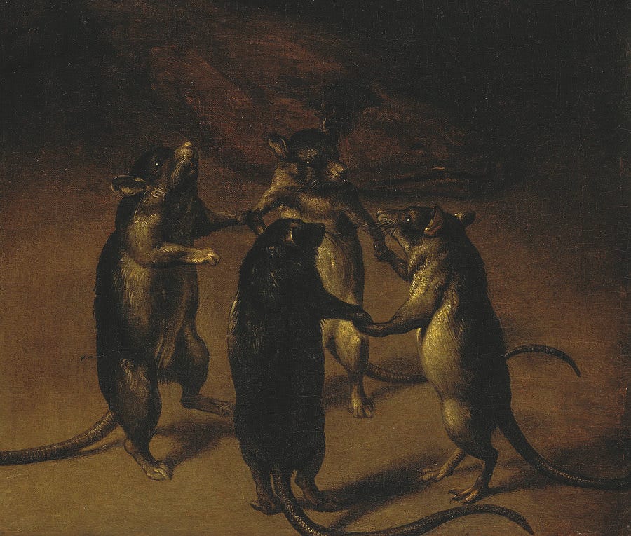 The Dance of the Rats, 1690 Painting by Ferdinand van Kessel