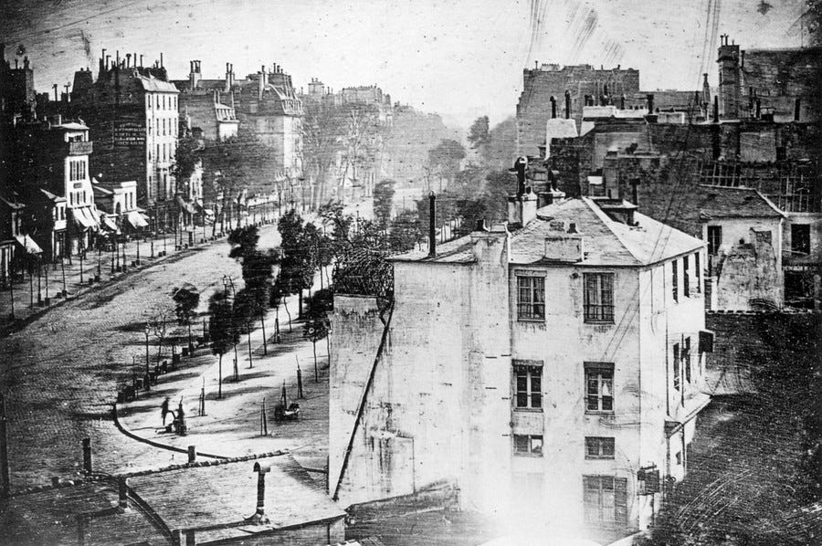Louie Daguerre's first photograph of a Paris street (1839)