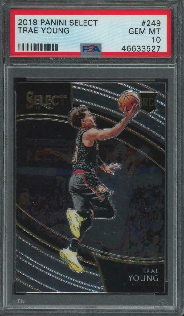 Image 1 - 2018 Panini Select Courtside #249 Trae Young RC Rookie Gem Mint PSA 10