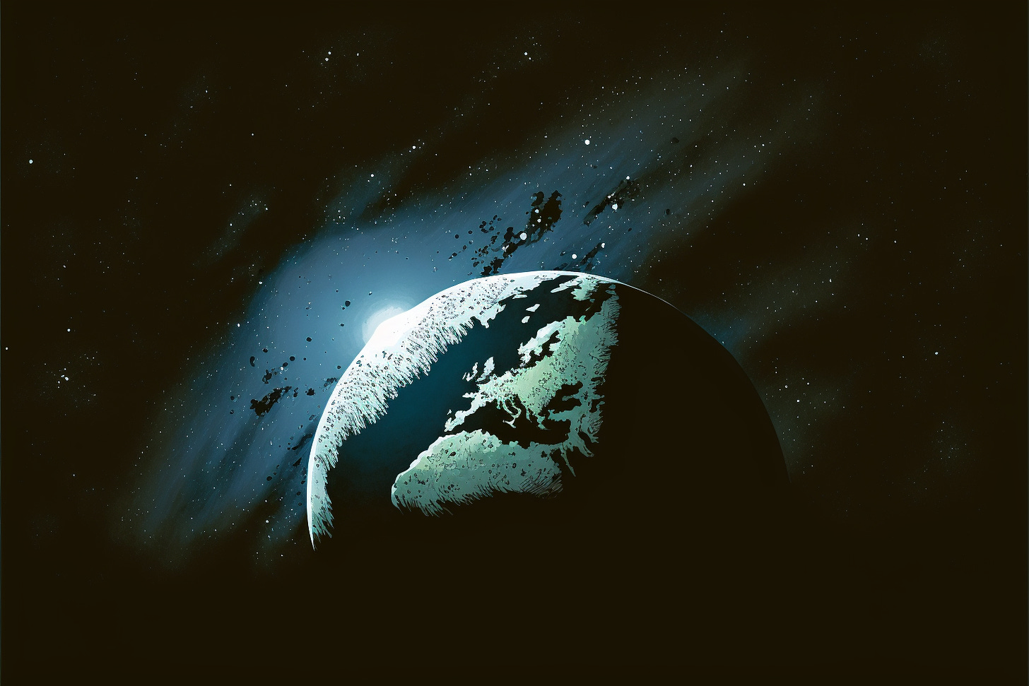 a view of earth from space, graphic novel 