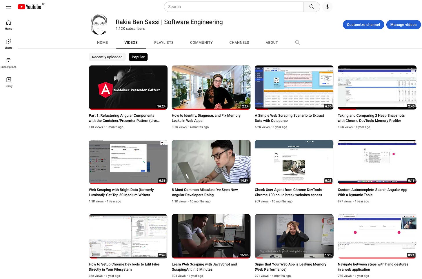 My YouTube channel: Rakia Ben Sassi - Software Engineering