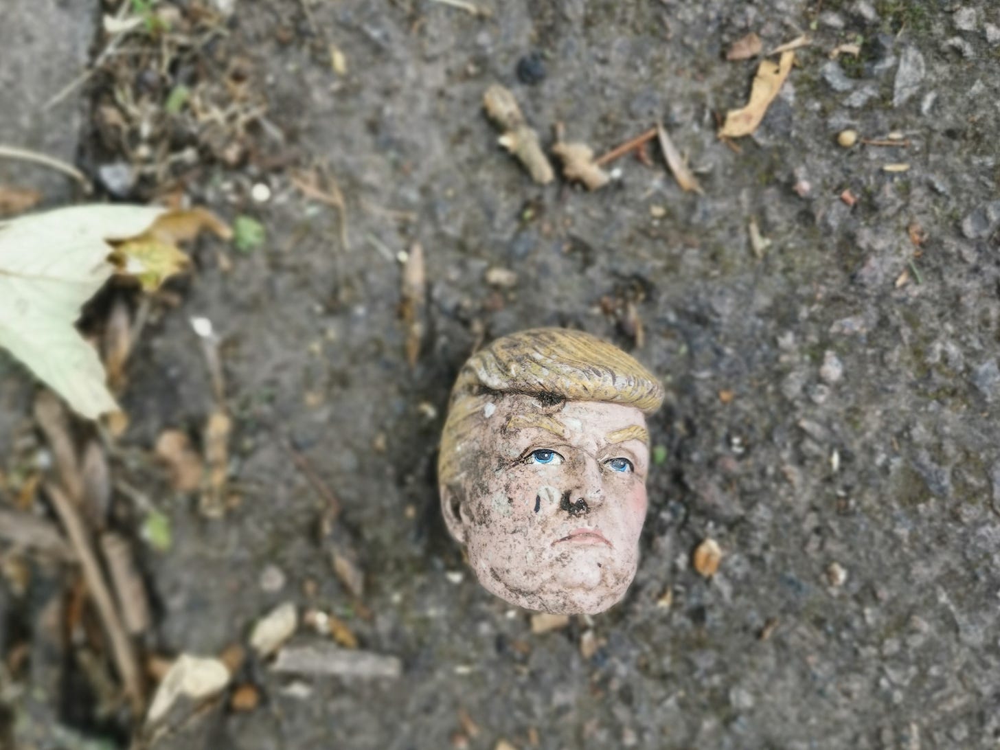 A pin of Trump's face on the ground. Max Letek / Unsplash