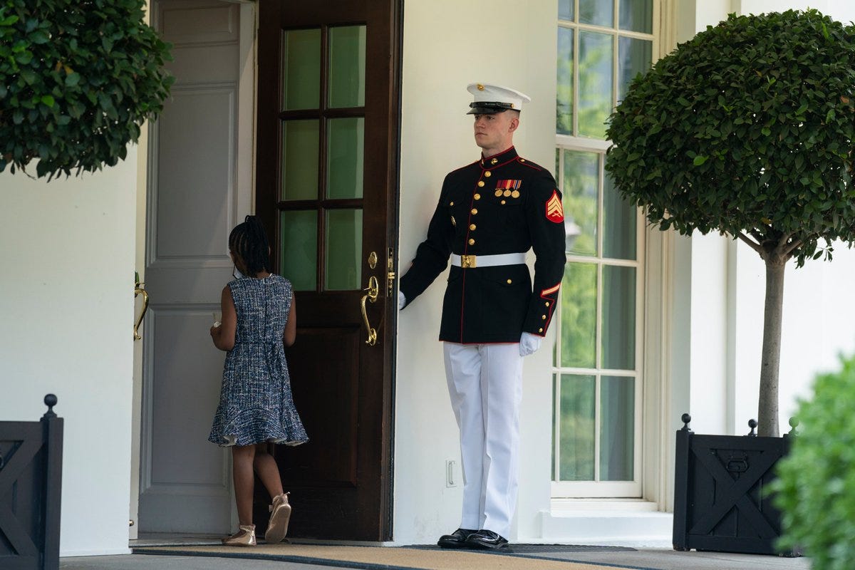 Evan Vucci on Twitter: "A Marine holds the door as Gianna Floyd, the  daughter of George Floyd, walks into the White House.… "