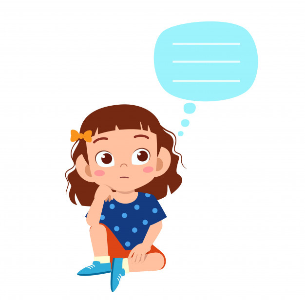 Premium Vector | Happy cute kid girl think about problem