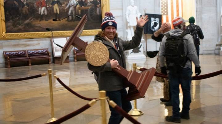 Twitter Users Confused By 'Name' Of Man Who Stole Podium In Capitol  Building - LADbible