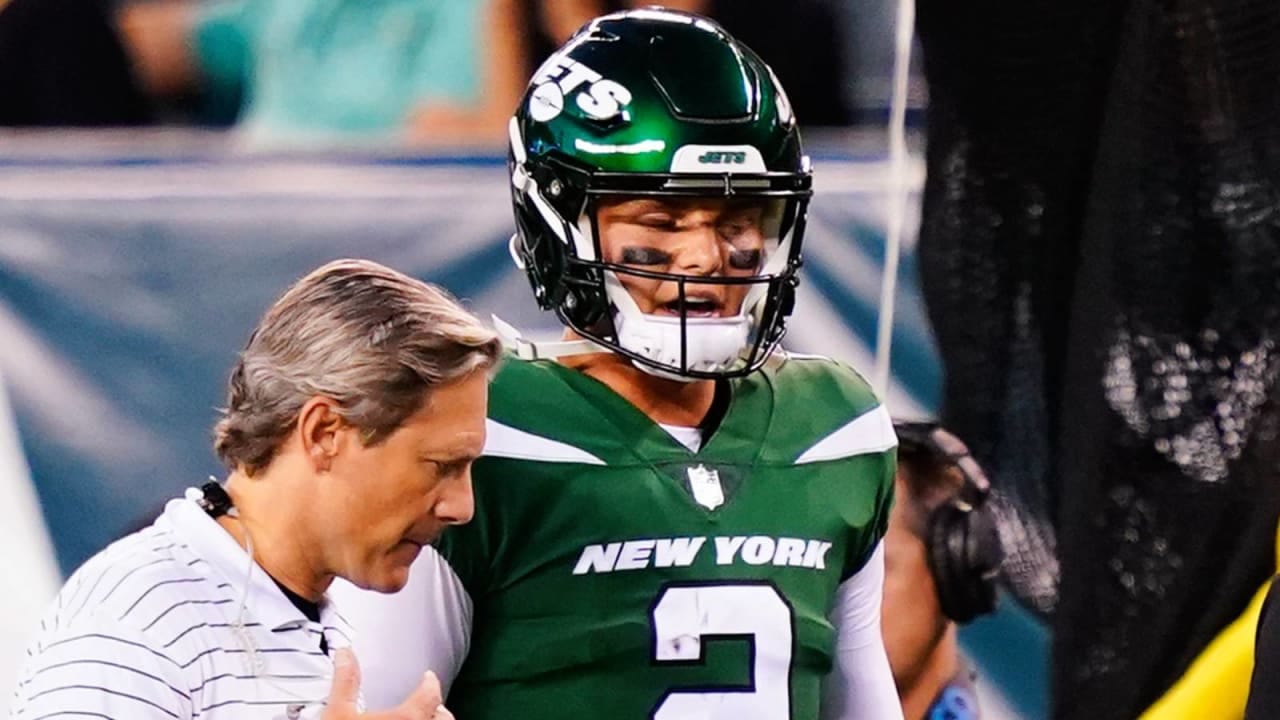 Jets QB Zach Wilson (knee) diagnosed with bone bruise, meniscus tear;  status for Week 1 in question