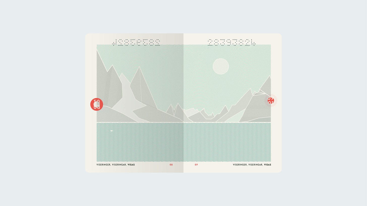 the norwegian passports by neue with a landscape of fjords