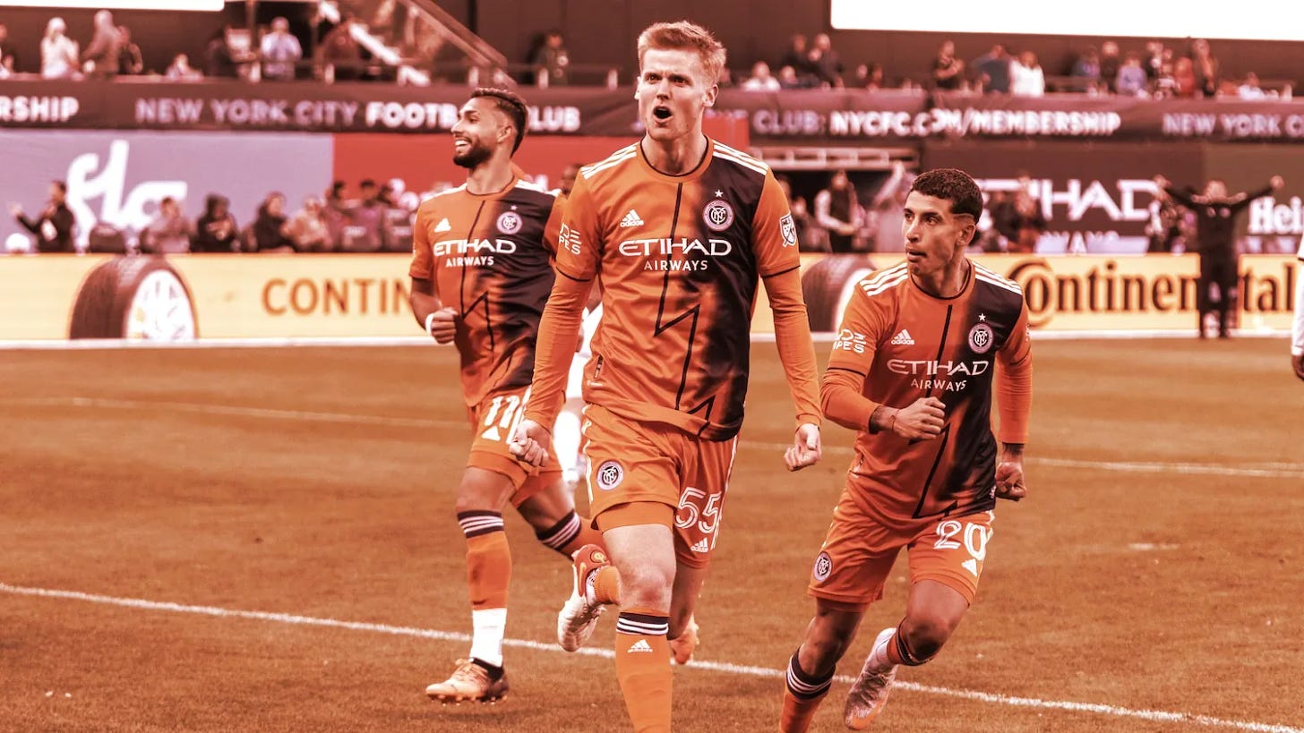 New York City FC players at an MLS match. Image: Shutterstock
