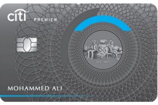 A front view of the Citi Premier credit card.