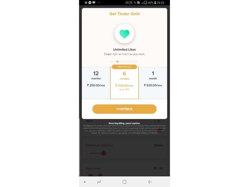 Tinder Plus 12-month subscription costs Rs 2,000 and offers all features of Gold except for one