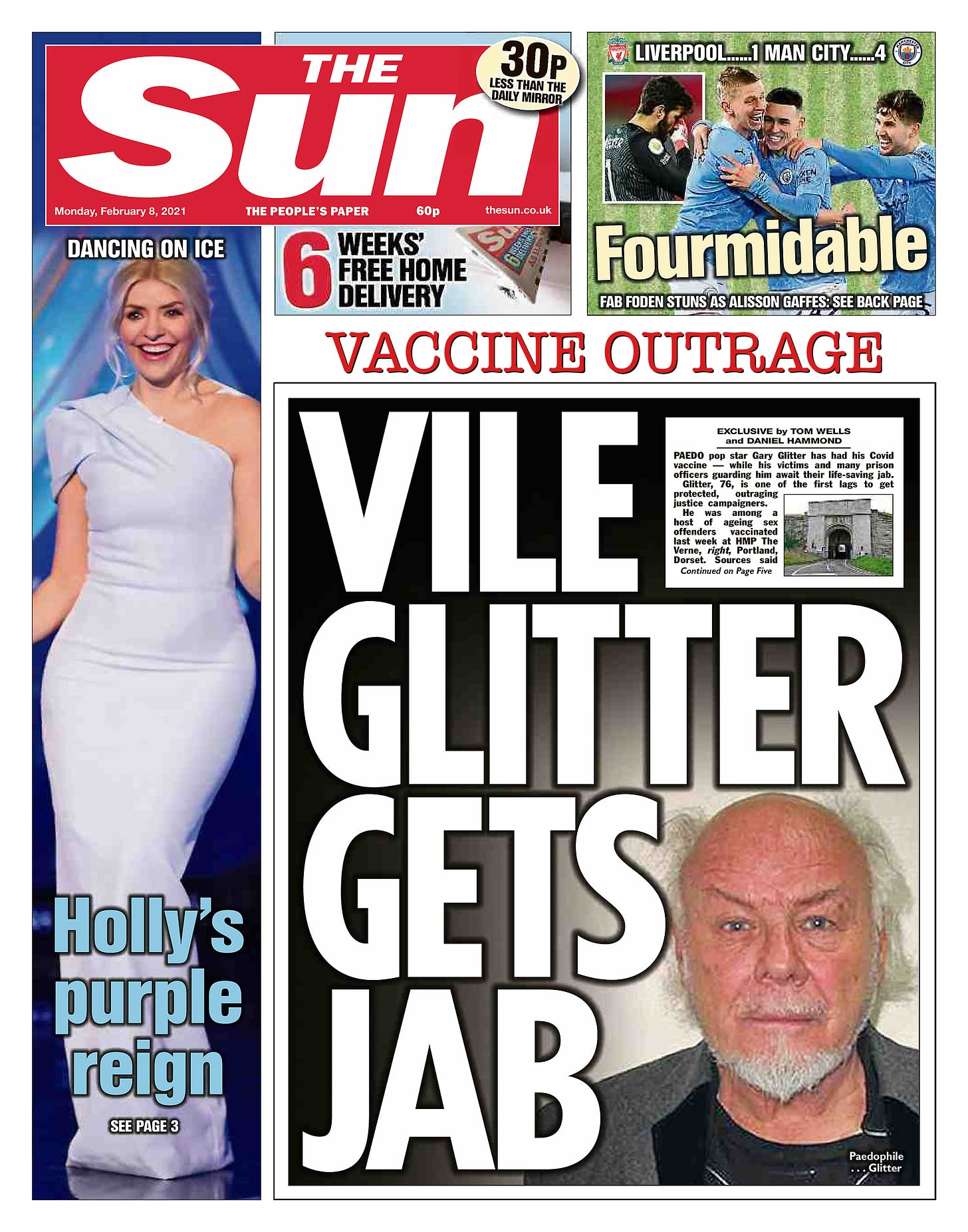 Image result for the sun gary glitter vaccine