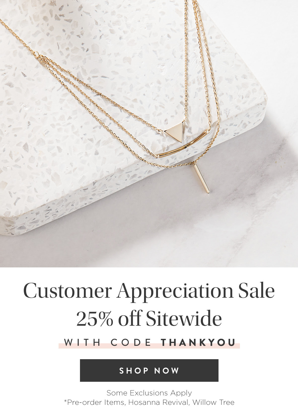 Customer Appreciation Sale - 25% off Sitewide with code THANKYOU - Some Exclusions Apply
DaySpring Hope & Encouragement Bible Pre-order, Hosanna Revival, Willow Tree
> Shop Now