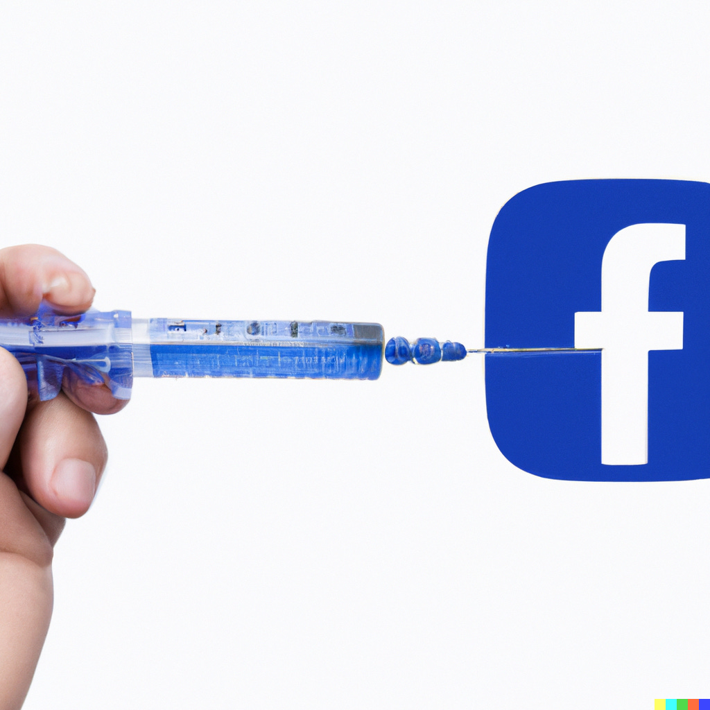 “Facebook logo being injected by a syringe,” as interpreted by OpenAI’s DALL-E