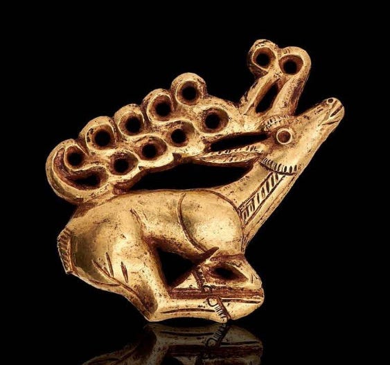 golden carving of a stag