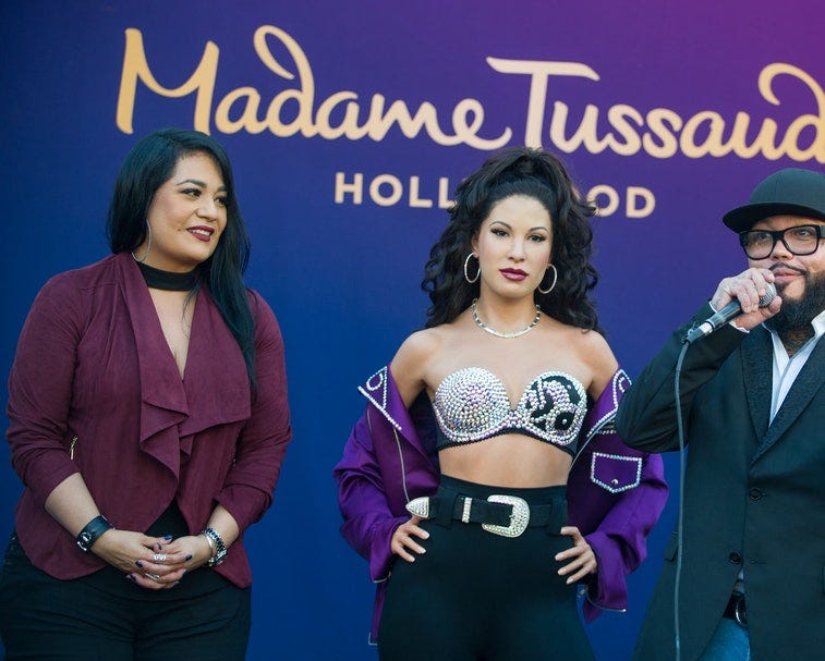 HOLLYWOOD, CA - AUGUST 30:  Suzette Quintanilla (L) and A.B. Quintanilla attend 'Madame Tussauds Hol...