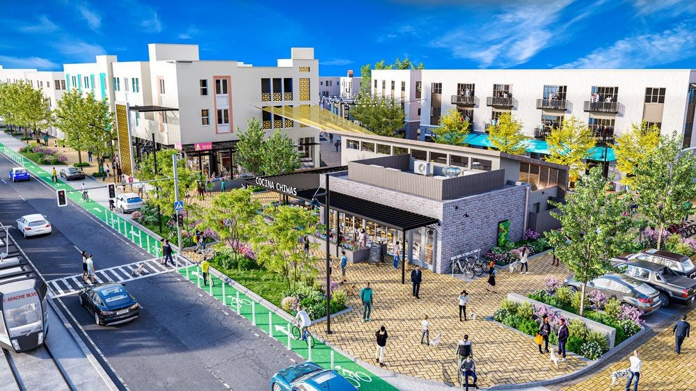 With private cars off-limits, residents of the light-rail-adjacent housing complex Culdesac Tempe will get a transit pass and discounts on mobility services. 