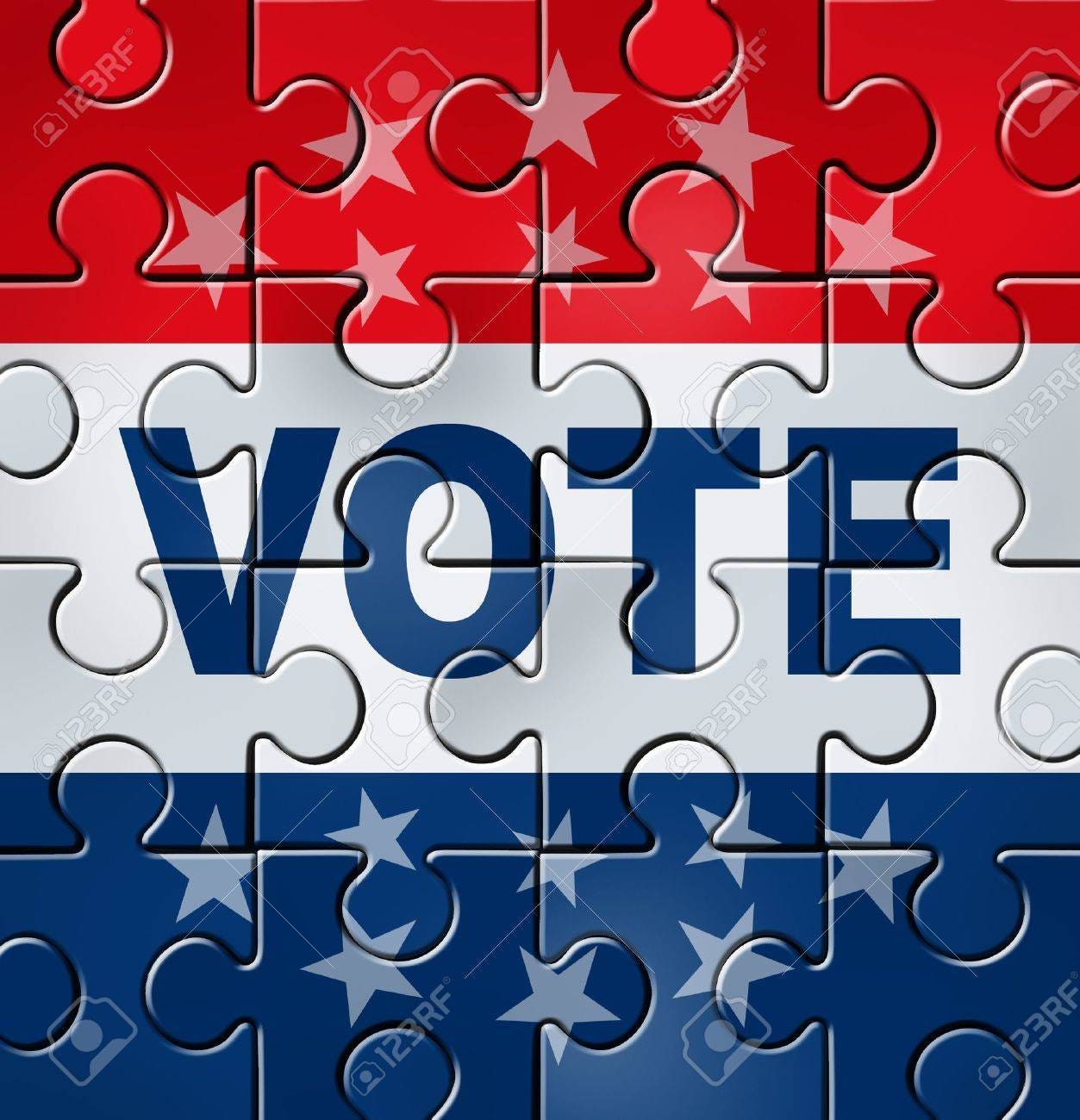 Vote In A Political Campaign Concept With A Graphic Element Icon Of Voting  As A Jigsaw