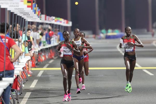 Midway leaders in the women's marathon at the IAAF World Athletics Championships Doha 2019 (Getty Images)